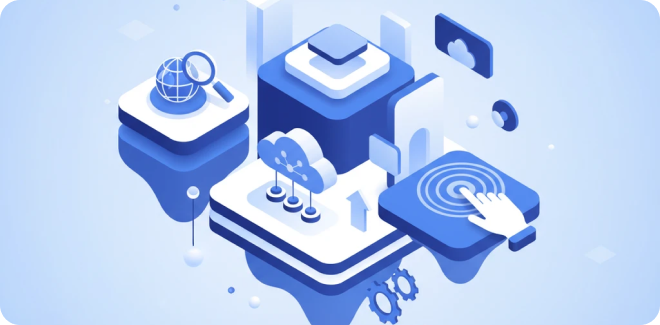 Illustration of cloud, analytics and connected devices